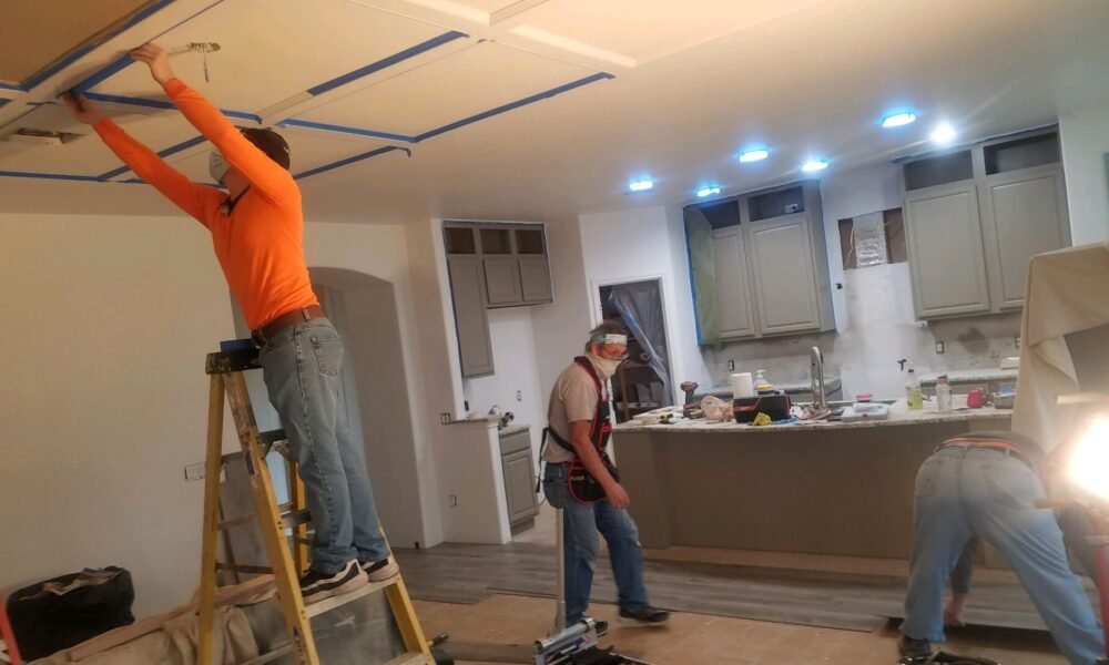 working on a ceiling